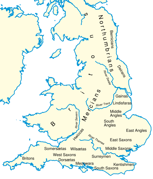 карта Британии около 600 года нашей эры - племена